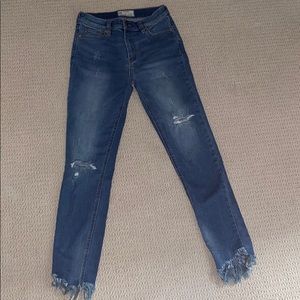blue jeans frayed bottoms